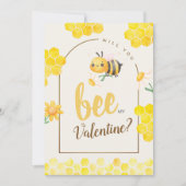 Schattigee Waterverf Bee & Honingraat Valentijnsda Feestdagenkaart (Voorkant)