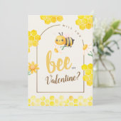 Schattigee Waterverf Bee & Honingraat Valentijnsda Feestdagenkaart (Staand voorkant)