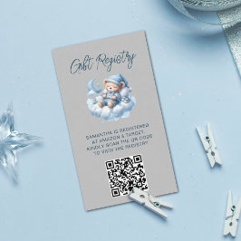 Schattigee waterverf beer baby shower QR Code regi Informatiekaartje