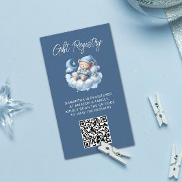 Schattigee waterverf beer baby shower QR Code regi Informatiekaartje