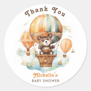 Schattigee Waterverf Beer ballonnen dank u Ronde Sticker