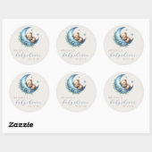 Schattigee Waterverf Beer Blue Moon Boy Baby showe Ronde Sticker (Vel)