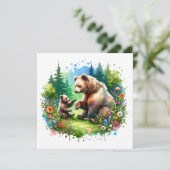 Schattigee Waterverf Beer en Cub (Staand voorkant)