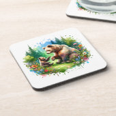 Schattigee Waterverf Beer en Cub Bier Onderzetter (Linkerzijde)