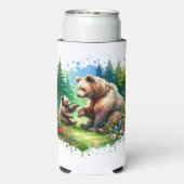 Schattigee Waterverf Beer en Cub gepersonaliseerd Seltzer Blikjeskoeler (Seltzer Achterkant)