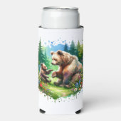 Schattigee Waterverf Beer en Cub gepersonaliseerd Seltzer Blikjeskoeler (Seltzer Voorkant)