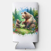 Schattigee Waterverf Beer en Cub gepersonaliseerd Seltzer Blikjeskoeler (Achterkant)