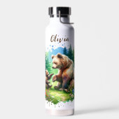 Schattigee Waterverf Beer en Cub gepersonaliseerd Waterfles (Links)