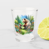 Schattigee Waterverf Beer en Cub Shot Glas (Voorkant)