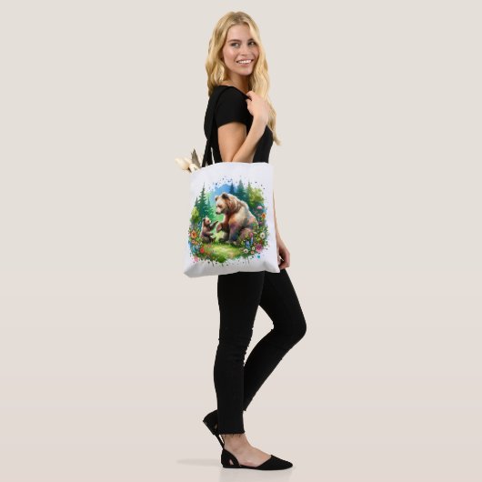 Schattigee Waterverf Beer en Cub Tote Bag (Op model)