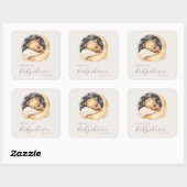 Schattigee Waterverf Beer en Maan Baby shower Vierkante Sticker (Vel)