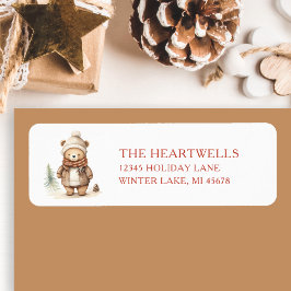 Schattigee Waterverf Beer Kerstretour Adres Etiket