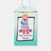 Schattigee Waterverf Beer op Aqua Green Ombre Verj Cadeaulabel (Voorkant)