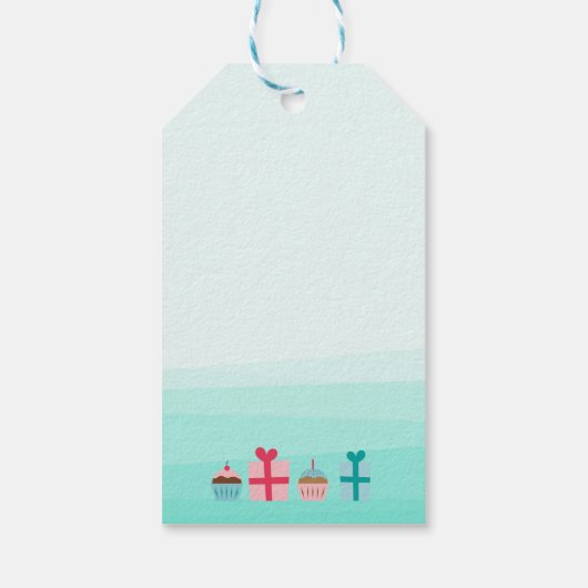 Schattigee Waterverf Beer op Aqua Green Ombre Verj Cadeaulabel (Achterkant)