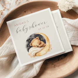 Schattigee Waterverf Beer over de Maan Baby shower Servet