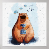 Schattigee Waterverf Beer Slaapbaby's Kinder kinde Poster (Voorkant)