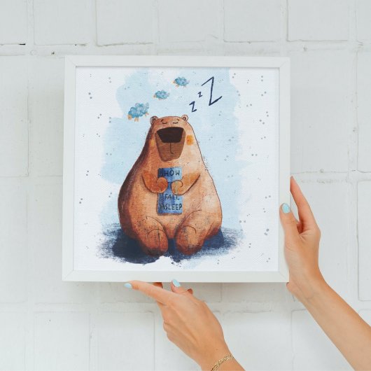 Schattigee Waterverf Beer Slaapbaby's Kinder kinde Poster