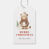 Schattigee Waterverf Beer Vrolijk Kerstfeest Cadeaulabel (Achterkant)