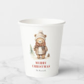 Schattigee Waterverf Beer Vrolijk kerstfeest Papieren Bekers (Voorkant)