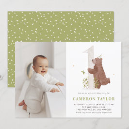 Schattigee Waterverf Beer Woodland Foto eerste ver Kaart