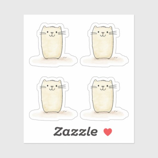 Schattigee Waterverf Beige Cat Sticker (Vel)