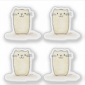 Schattigee Waterverf Beige Cat Sticker (Voorkant)