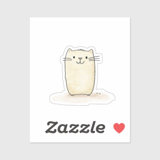 Schattigee Waterverf Beige Cat Sticker (Vel)