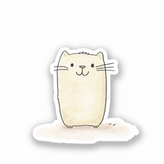Schattigee Waterverf Beige Cat Sticker (Voorkant)