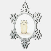 Schattigee Waterverf Beige Cat Tin Sneeuwvlok Ornament (Rechts)