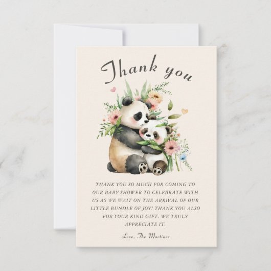 Schattigee Waterverf Beren & Flowers Baby shower Bedankkaart (Voorkant)