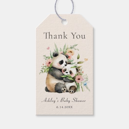 Schattigee Waterverf Beren & Flowers Baby shower Cadeaulabel (Voorkant)