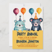 Schattigee Waterverf Beren Jongensverjaardagsfeest Kaart (Voorkant)