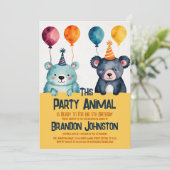 Schattigee Waterverf Beren Jongensverjaardagsfeest Kaart (Staand voorkant)