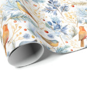 Schattigee  Waterverf Berries & Vogelwinter Cadeaupapier (Rol Hoek)