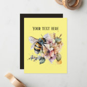 Schattigee waterverf bijenliefhebbers Bericht toev Notitiekaartje (Voorkant / Achterkant in situ)
