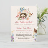 Schattigee Waterverf Bird Nesting Party Baby showe Kaart (Staand voorkant)