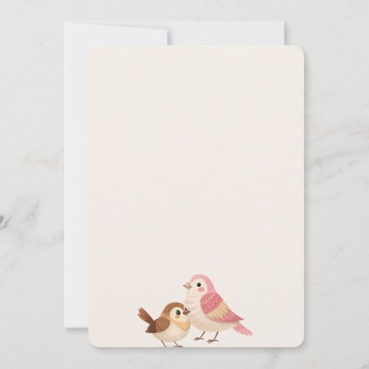 Schattigee Waterverf Bird Nesting Party Baby showe Kaart (Achterkant)