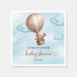 Schattigee waterverf blauw en bruin teddybeer hete servet