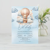 Schattigee waterverf blauw en bruin teddybeer oh b kaart (Staand voorkant)