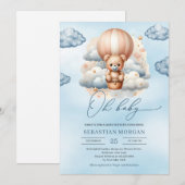 Schattigee waterverf blauw en bruin teddybeer oh b kaart (Voorkant / Achterkant)