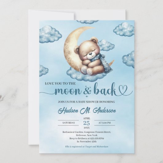 Schattigee waterverf blauw en gouden slapende tedd kaart (Voorkant)