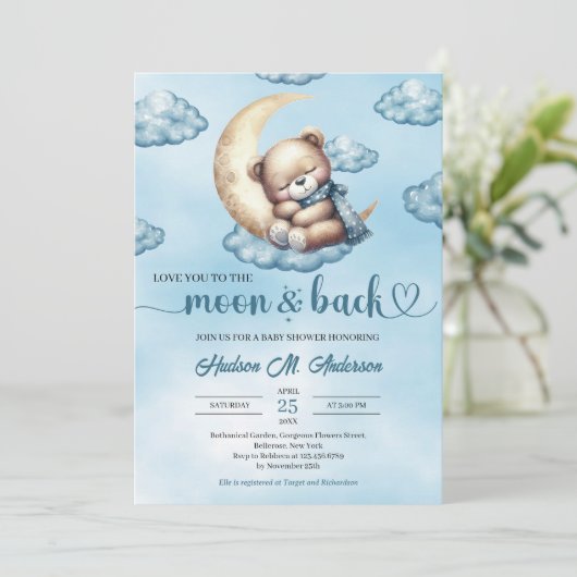 Schattigee waterverf blauw en gouden slapende tedd kaart (Staand voorkant)