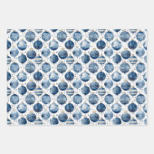 Schattigee Waterverf Blauw & Roze Kerstdecoraties Inpakpapier Vel (Voorkant)