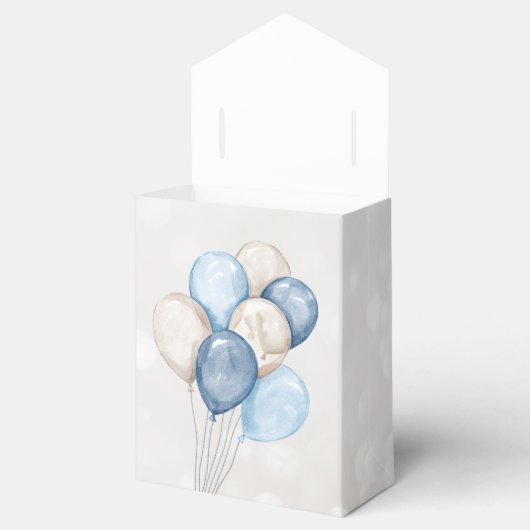 Schattigee Waterverf Blauw Wit Ballons Party Bedankdoosjes (Geopend)