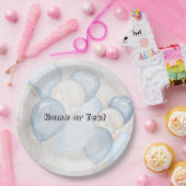 Schattigee Waterverf Blauw Wit Ballons Party Papieren Bordje (Feest)