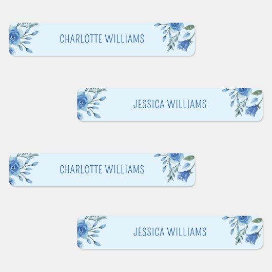 Schattigee Waterverf Blauwe Bloemen Terug naar Sch Labels (Groep)