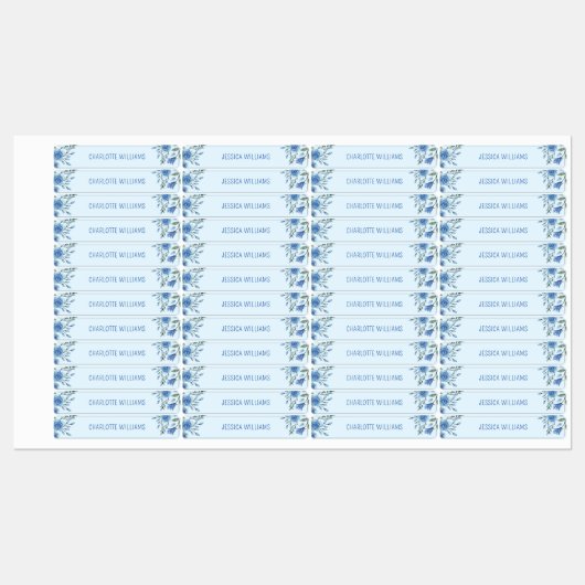 Schattigee Waterverf Blauwe Bloemen Terug naar Sch Labels (Vel)