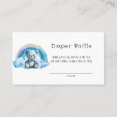 Schattigee Waterverf Blauwe Teddy Bear Luierreling Visitekaartje (Voorkant)