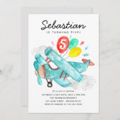 Schattigee Waterverf Blauwe Vliegtuigballonnen Kin Kaart (Voorkant / Achterkant)