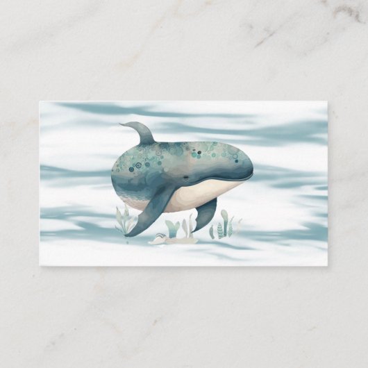 Schattigee Waterverf Blauwe Walvis Luier Raffle Visitekaartje (Achterkant)